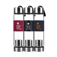 color borosilicate glass water bottle with tea infuser glass stainless water bottles with band